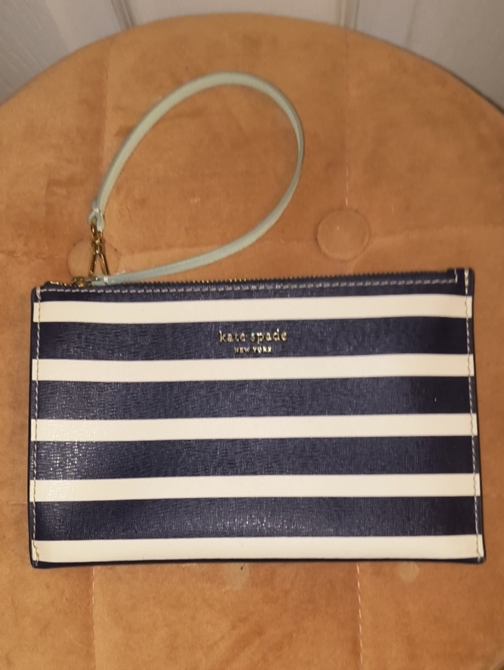 Kate Spade Navy and White Striped Wristlet
